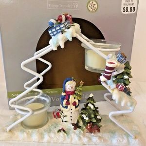 Home Trends Metal Tree Votive Candle Holder Snowman Natural Holiday Collection